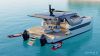 Electric sunshade and awning above aft sundeck